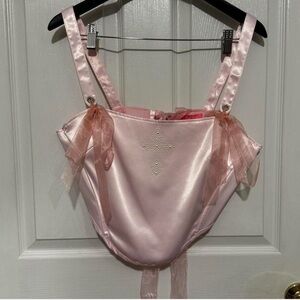 Sugar Thrillz Pink Satin Corset with Pearl Embellishment
